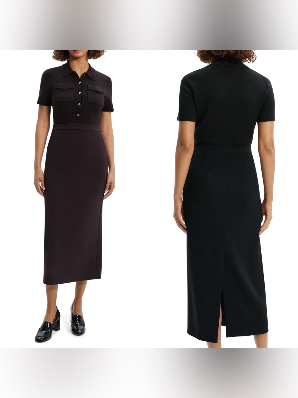 Theory Military Midi Dress Size 8 Black Admiral Crepe Merino Wool NWT